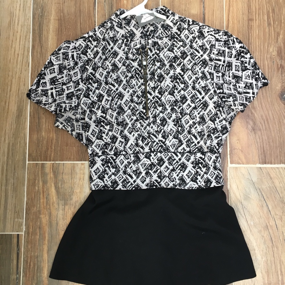 Anthropologie black and white blouse